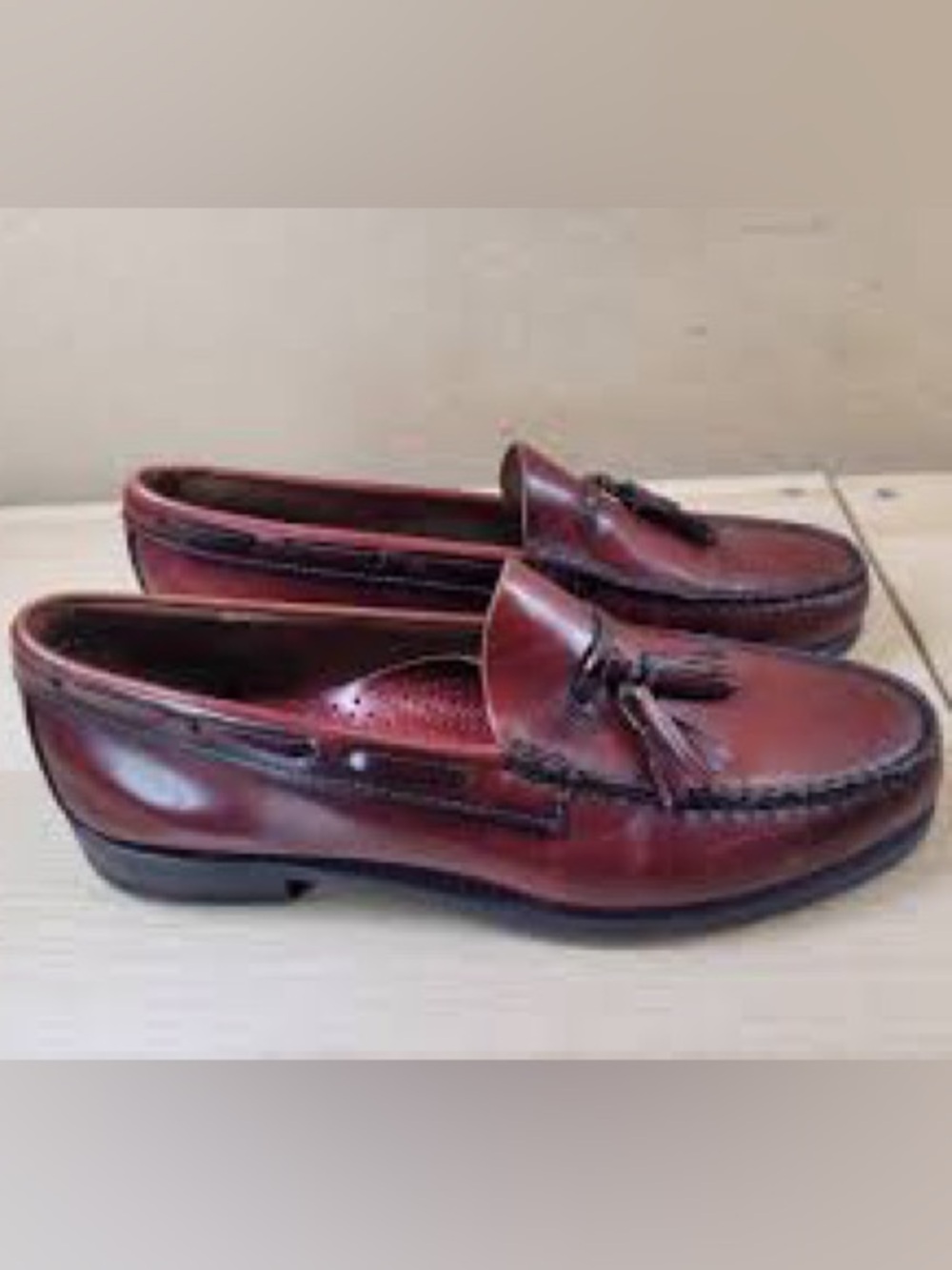 Men's Burgundy Leather Tassel Slip-On Loafers